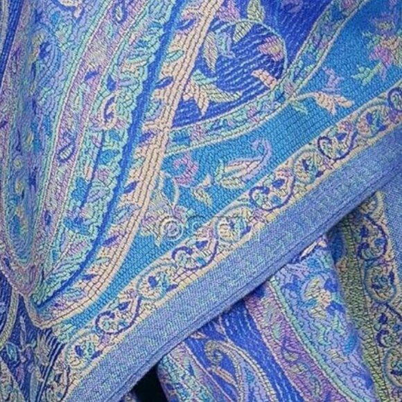 Bright Blue Festival Scarves & Shawls for Women Paisley Pashmina Bohemian Scarf - Picture 3 of 5
